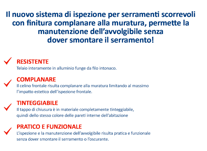 Nuovo celino complanare per ispezione frontale